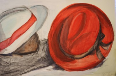 akvarell watercolor natüürmort kaks kaabut two hats Keiu Kuresaar