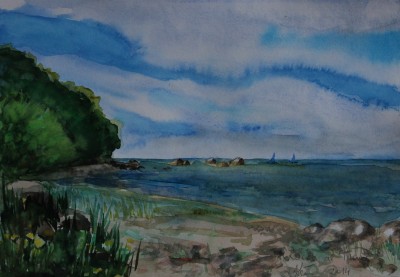 akvarell watercolor landscape rand beach  maastik Rocca al Mare Keiu Kuresaar