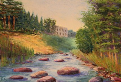 pastel painting landscape maastik pastellmaal Meremõisa Keila Joa jõel Keiu Kuresaar