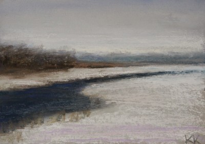 pastel painting landscape maastik pastellmaal jõgi river november Keiu Kuresaar