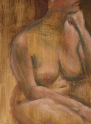 akrüülmaal acrylic painting akt nude istuv naine woman sitting  2 Keiu Kuresaar