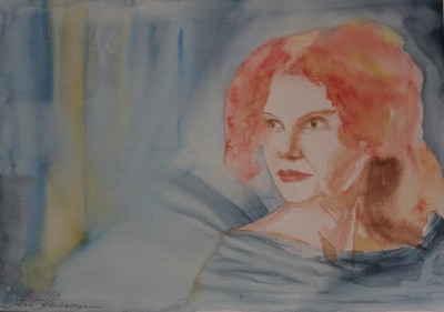 akvarell watercolor portree portrait punapäine naine Keiu Kuresaar