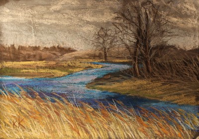 pastel painting landscape maastik pastellmaal Valingu Aila Jõgisoo kevad Keiu Kuresaar