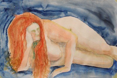 akvarell watercolor akt nude lamav naine woman live model 3 Keiu Kuresaar