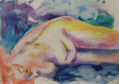 akvarell watercolor akt nude lamav naine woman live model 4 Keiu Kuresaar