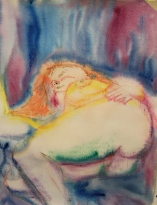 akvarell watercolor akt nude lamav naine woman live model 7 Keiu Kuresaar