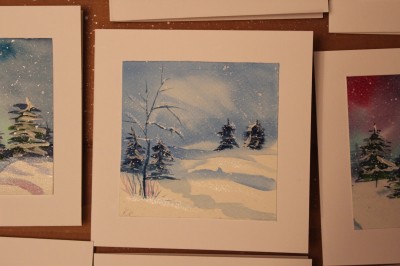 akvarell watercolor post cards postkaardid seasons greeting 2014  christmas Keiu Kuresaar