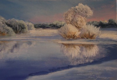 pastel painting landscape maastik pastellmaal Keila jõgi talvel Keiu Kuresaar