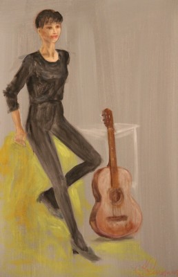 akrüülmaal acrylic painting figure figuur kitarriga  keiu kuresaar