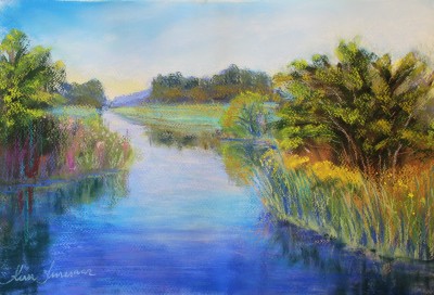 pastel painting landscape maastik pastellmaal Keila jõgi river Keiu Kuresaar