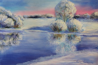 pastel painting landscape maastik pastellmaal Keila jõgi talvel 3 Keiu Kuresaar