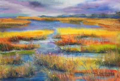 pastel painting landscape maastik pastellmaal raba soo marsh Keiu Kuresaar