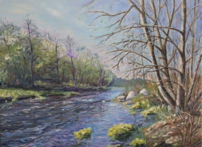 Õlimaal maastik Keila jõgi Jõgisoo river oil painting landscape Keiu Kuresaar