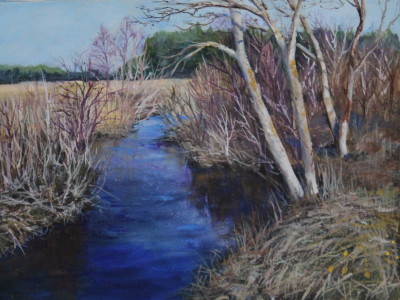 Õlimaal maastik Vääna jõgi river oil painting landscape Keiu Kuresaar