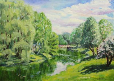 Laagri Pääsküla jõgi river landscape estonia oil painting art õlimaal maastik keiu kuresaar